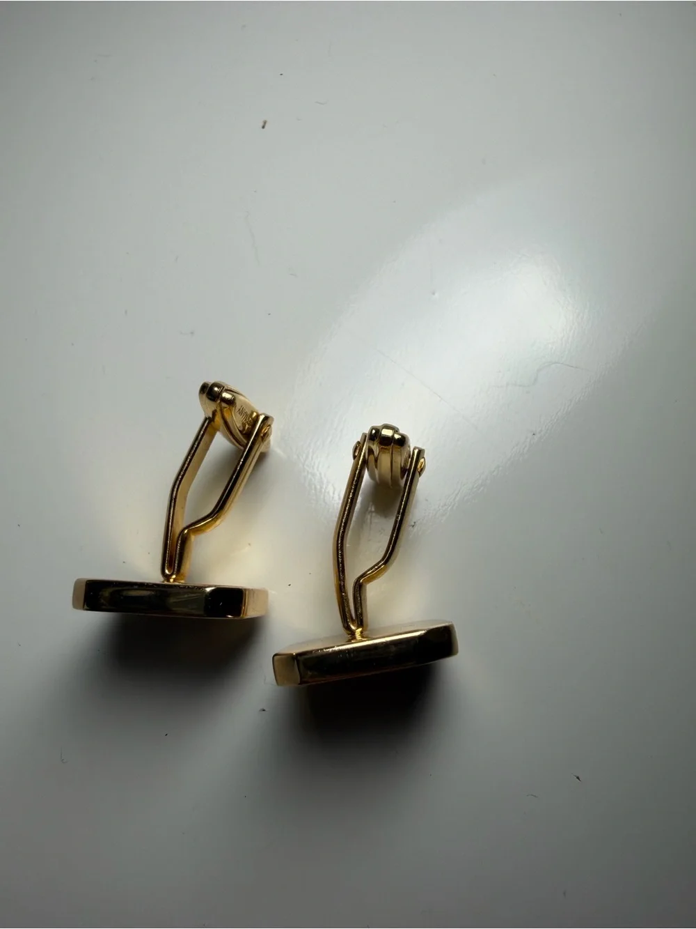 Dior Gold and White Square Logo Cufflinks with Monogram